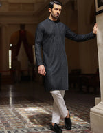Load image into Gallery viewer, Black Blended Kurta
