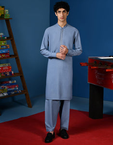 Blue Blended Kameez Shalwar