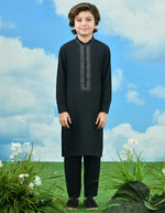 Load image into Gallery viewer, Black Blended Kurta Pajama
