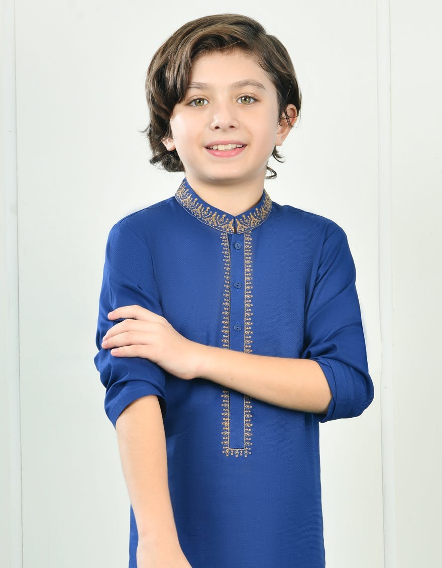 Royal Blue Blended Kurta Pajama