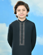 Load image into Gallery viewer, Black Blended Kurta Pajama
