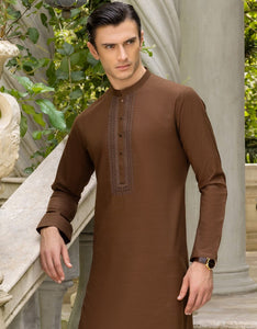 Brown Blended Kurta Pajama