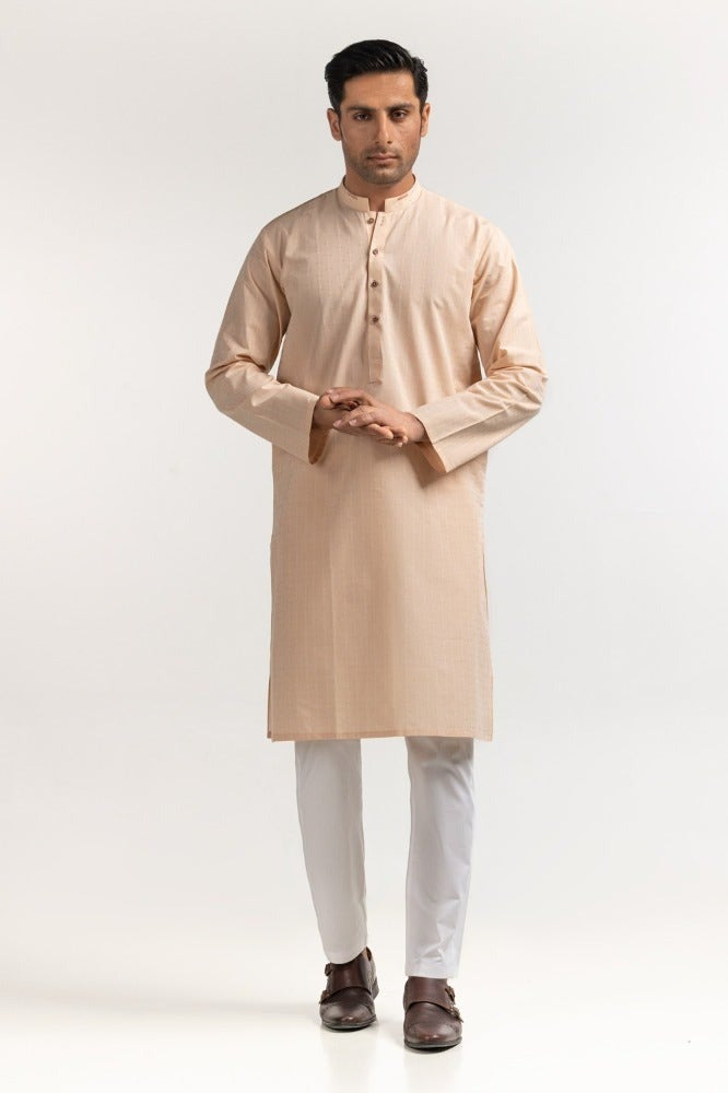 Peach Embroidered Kurta