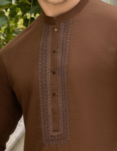 Brown Blended Kurta Pajama