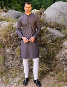 Grey Blended Kurta