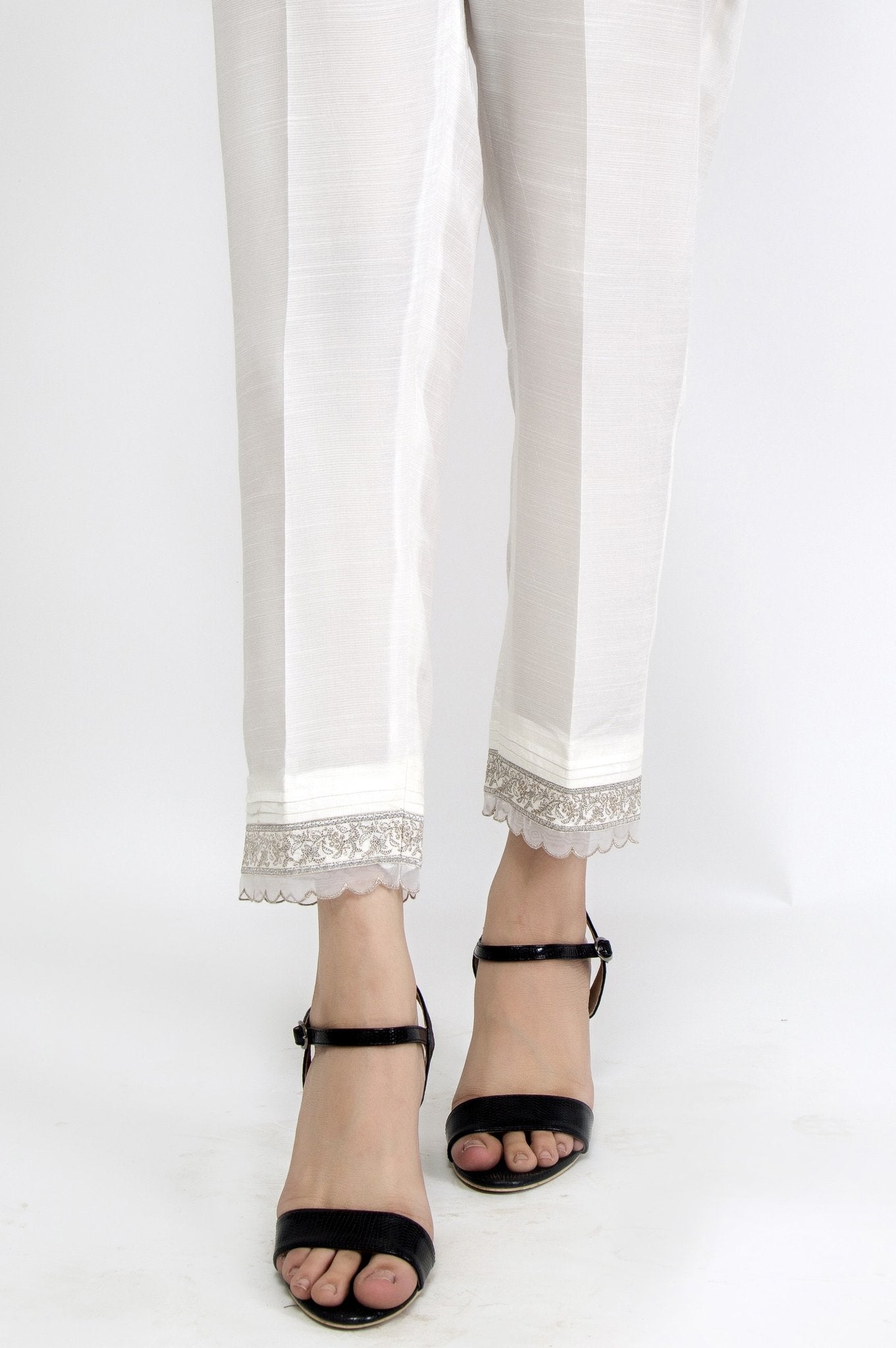 Embroidered White Pants