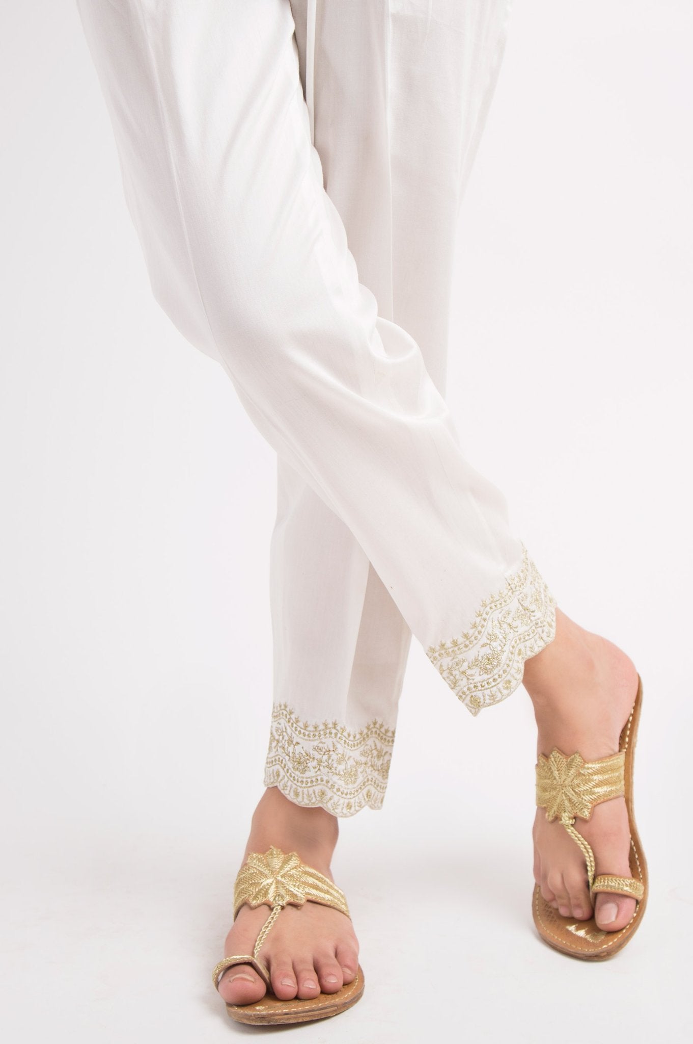 Embroidered Cigarette Pants