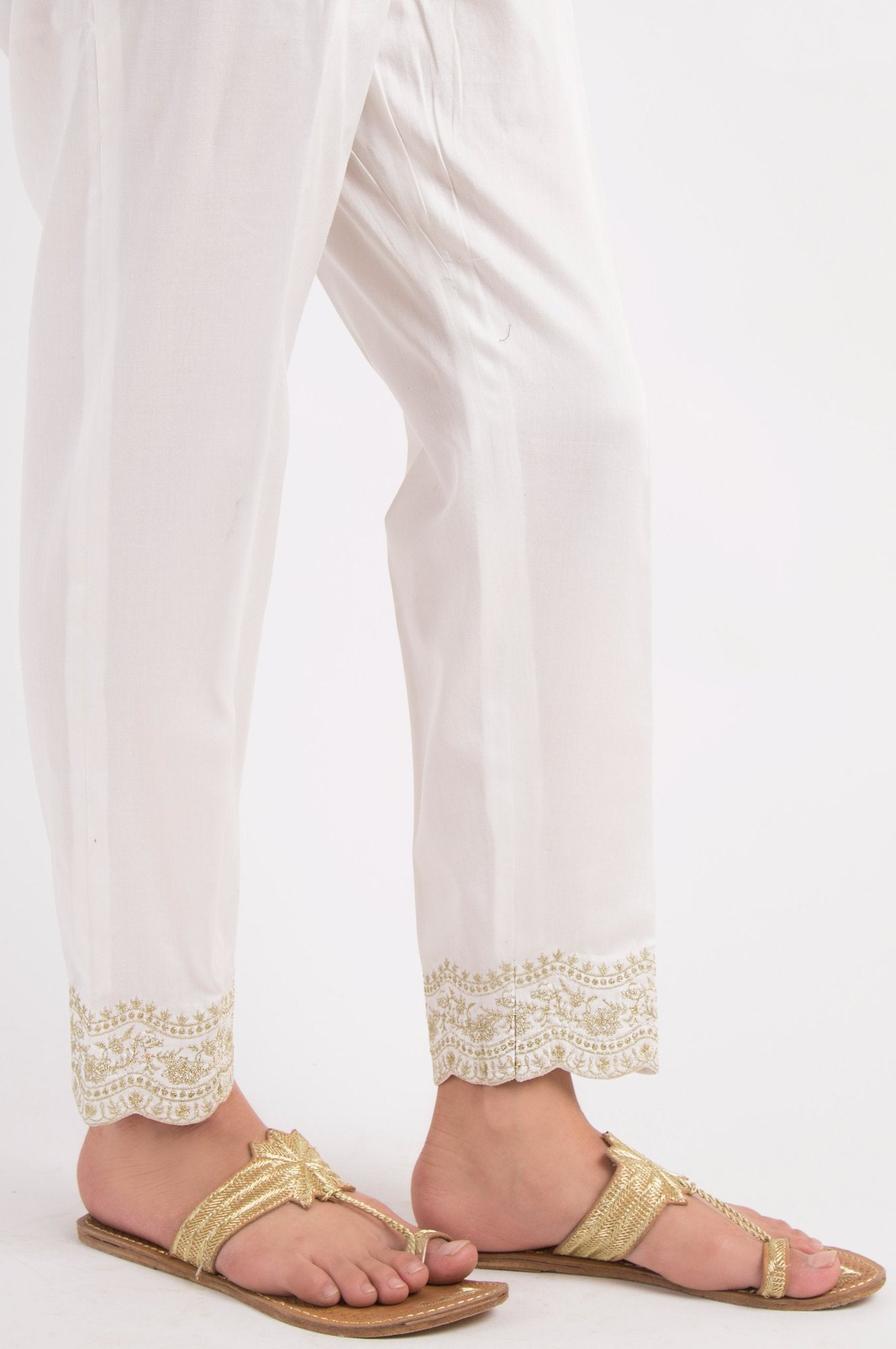 Embroidered Cigarette Pants